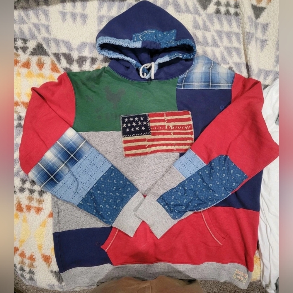 Polo Ralph Lauren Patchwork Flag Hoodie XL NWT